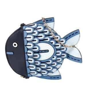 Authentic Tory Burch Novelty Leather Fish Crossbody Shoulder Bag!